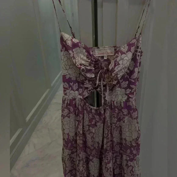 Dress with tie up pulls | size xs/34 | lilac and white - Picture 9 of 13